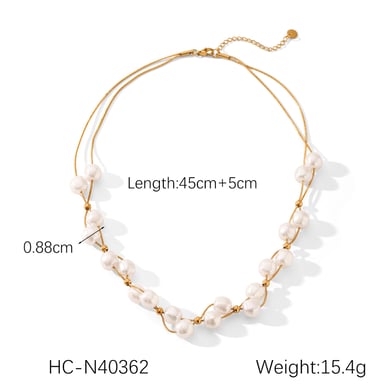 Daily Beads Stainless Steel   Gold Color  Pearl Women's Beaded Necklaces h5 Picture2