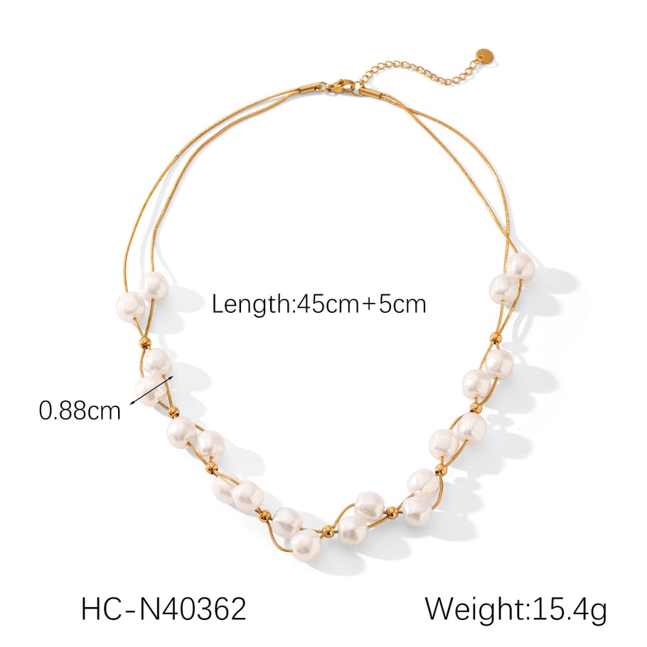 Daily Beads Stainless Steel   Gold Color  Pearl Women's Beaded Necklaces Picture2