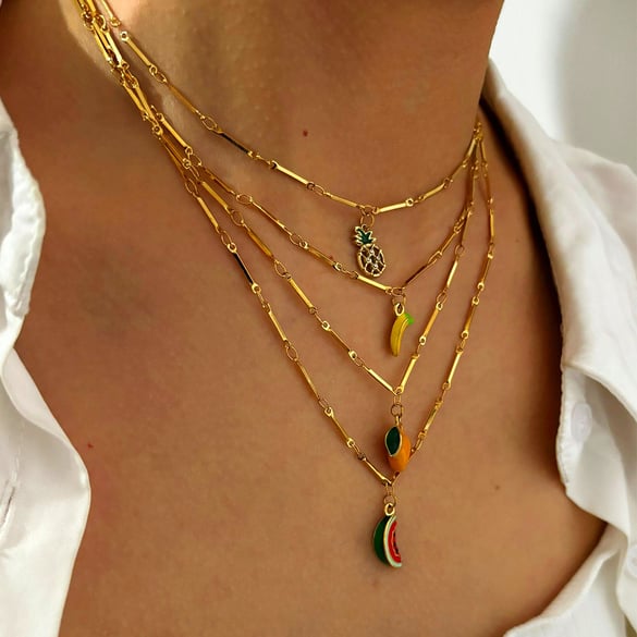 1 Piece Fruit Stainless Steel Gold Color Pendant Necklace 2