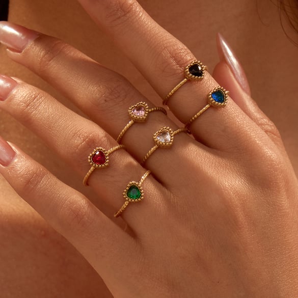 Retro Herz Edelstahl Gold Farbe frauen Einstellbare Ringe