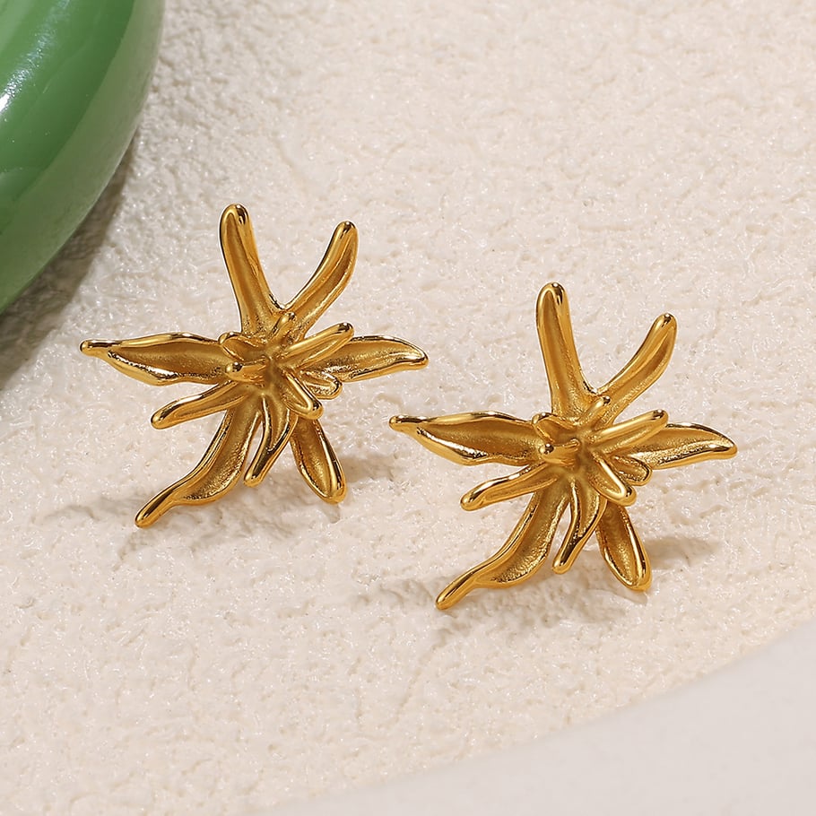1 Paar Ohrstecker aus Edelstahl in Blumenform, goldfarben Bild3