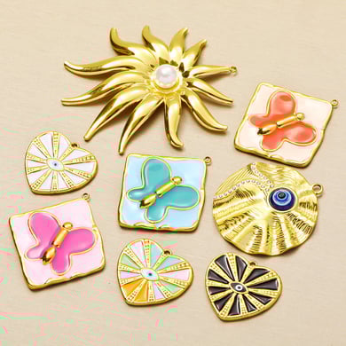1 Stück Romantische Serie DIY Herz Edelstahl Gold Farbe Damen Anhänger h5 Bild5