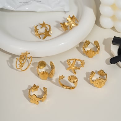 1 anello regolabile color oro in acciaio inossidabile oceanico h5 Immagine2
