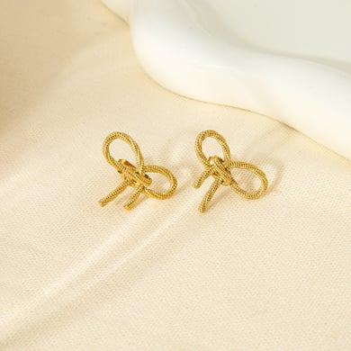 Romantische serie elegante strikknoop oorbellen van roestvrij staal voor dames h5 Afbeelding2