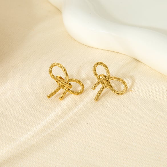 Romantische serie elegante strikknoop oorbellen van roestvrij staal voor dames