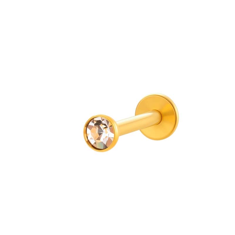 1 Piece Simple Stainless Steel Gold Color Zircon Piercings Earring 