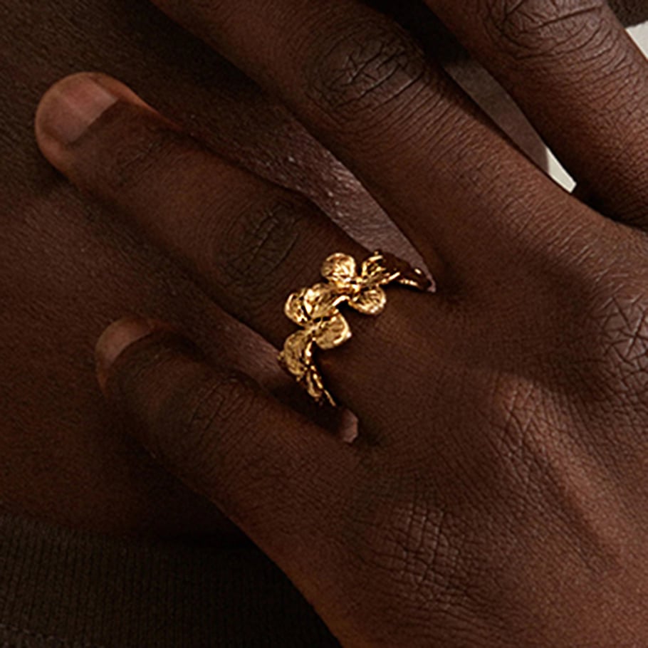 1 stuk romantische serie natuurlijke bloemen roestvrij staal goudkleurige statement ringen Afbeelding5