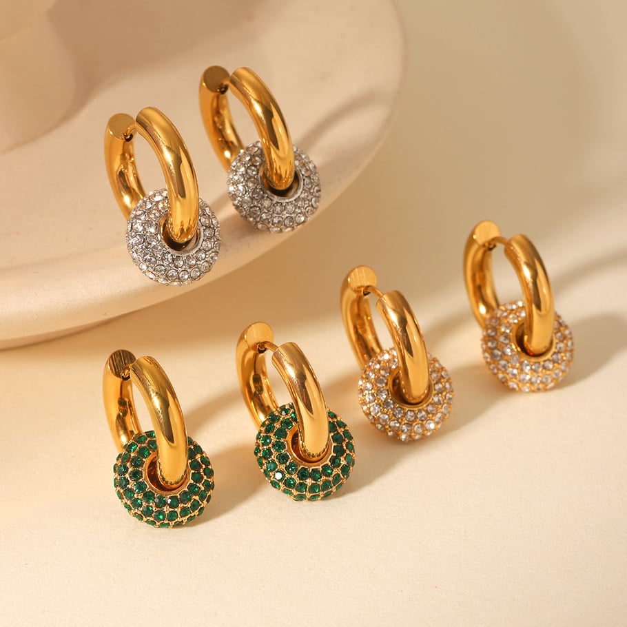 Simple Series Daily Geometric Stainless Steel  Zircon Women's Drop Earrings Picture5