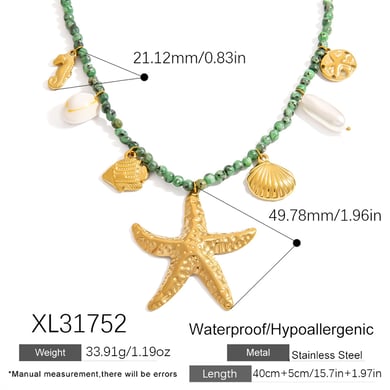 Collares colgantes de acero inoxidable color dorado con diseño de tortuga de vacaciones para mujer h5 Imagen2