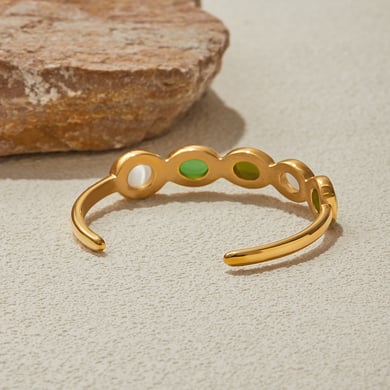 Bracelet élégant ovale en acier inoxydable couleur or pour femme, 1 pièce h5 Image6