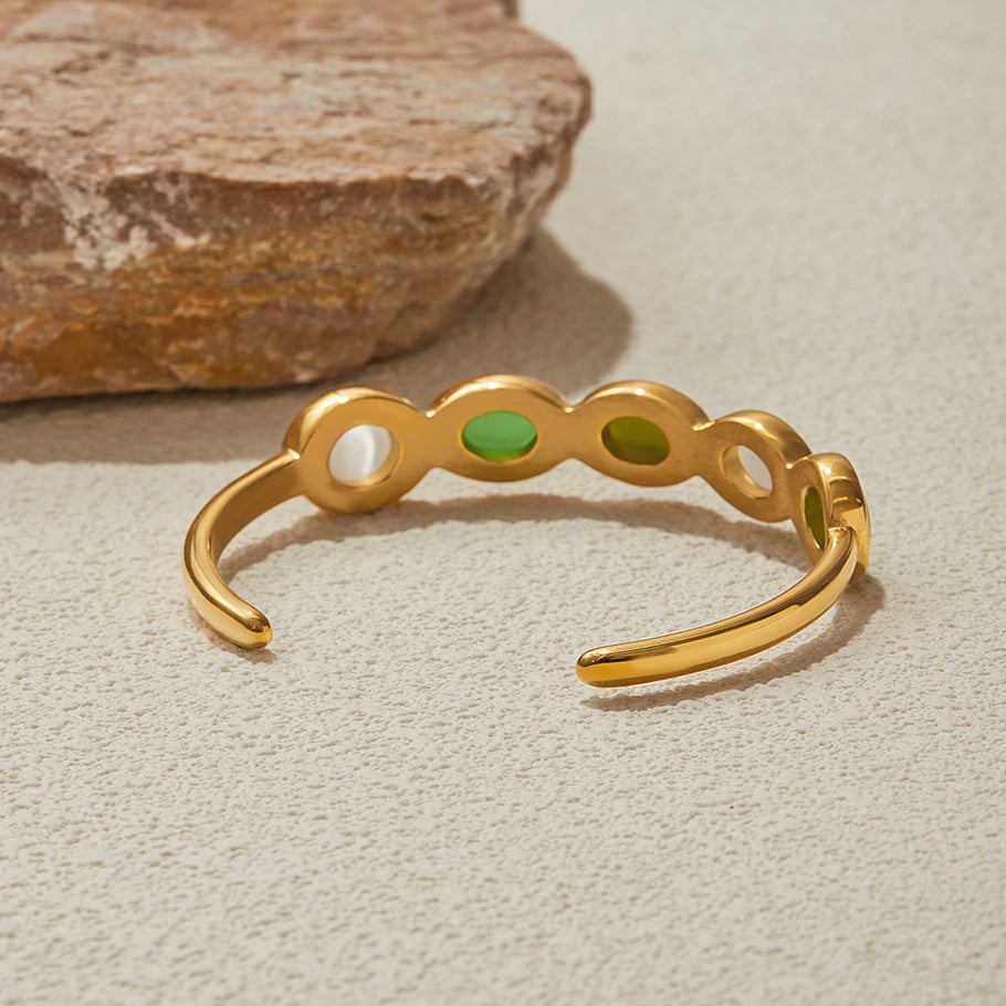 Bracelet élégant ovale en acier inoxydable couleur or pour femme, 1 pièce Image6