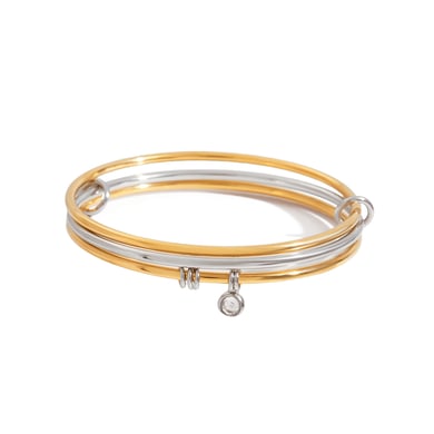 Bracelet simple à trois couches en acier inoxydable doré pour femme h5 
