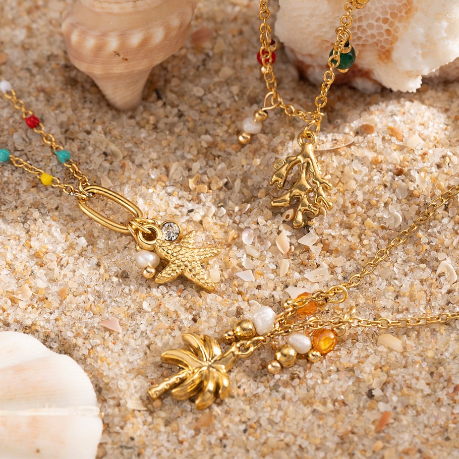 Braccialetti con ciondoli color oro in acciaio inossidabile oceanico da 1 pezzo Immagine2