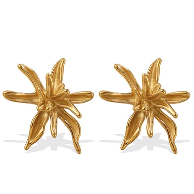 1 Paar Ohrstecker aus Edelstahl in Blumenform, goldfarben h5 Bild4