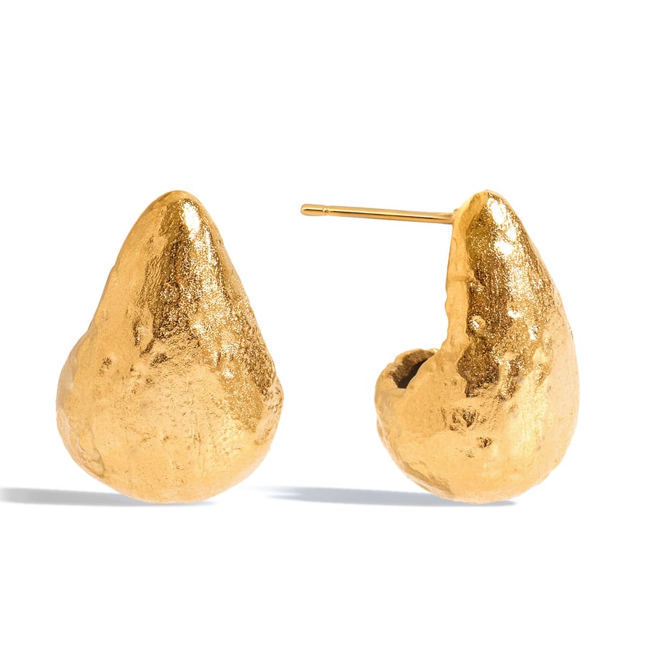 1 Pair Stylish Droplet Stainless Steel Gold Color Stud Earrings 