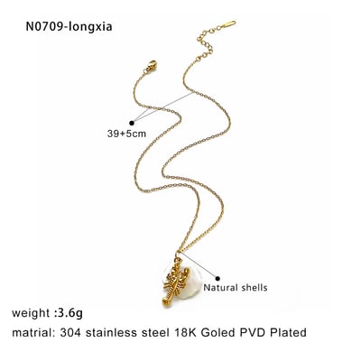 1 collar con colgante de acero inoxidable color dorado h5 Imagen2