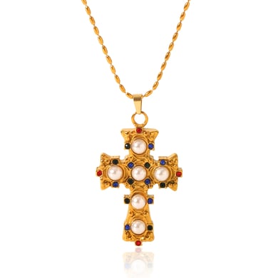 Daily Cross Stainless Steel   Gold Color  Zircon Women's Pendant Necklaces h5 