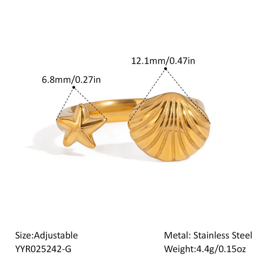 1 anello regolabile color oro in acciaio inossidabile oceanico 