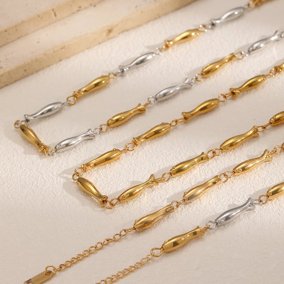 1 Piece Fish Stainless Steel Gold Color Chain Bracelet