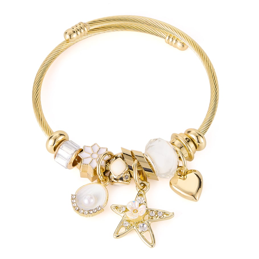 1 Stück Zarte Stern-Armbänder aus Edelstahl in Goldfarbe für Damen 
