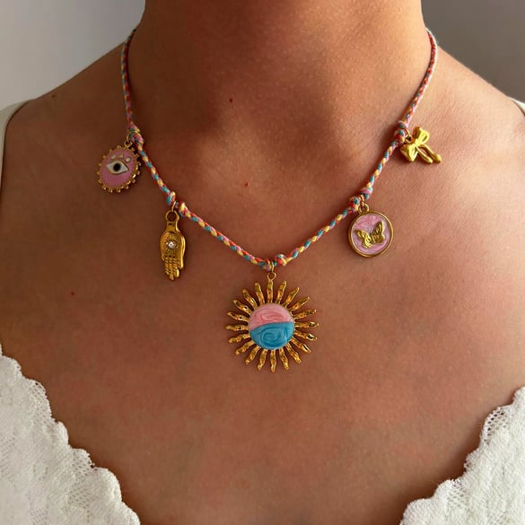 1 Piece Sun Flower Stainless Steel Gold Color Pendant Necklace