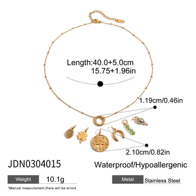 1 Stück DIY-Serie Persönlichkeit Kleeblatt Edelstahl Gold Farbe Damen Anhänger Halsketten h5 Bild2