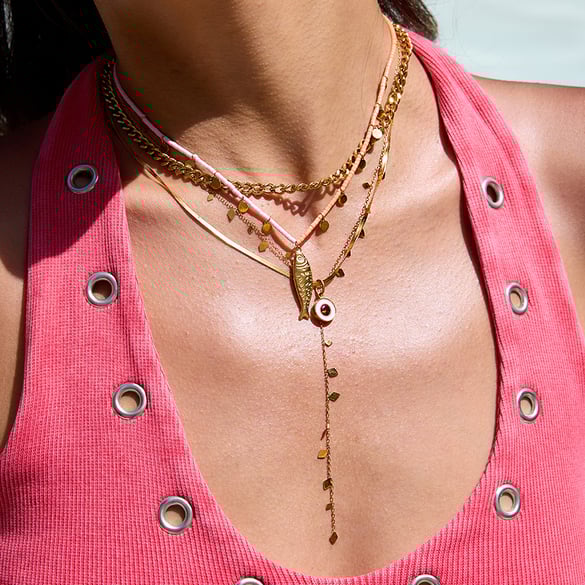 1 Piece Designable Fish Stainless Steel Gold Color Women's Pendant Necklaces