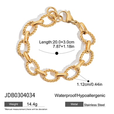1 Stück Simple Series Daily Twist Edelstahl Goldfarben Damen Kettenarmbänder h5 Bild2