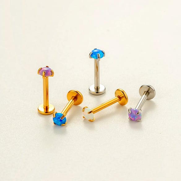 1 Piece Simple Stainless Steel Gold Color Zircon Piercings Earring