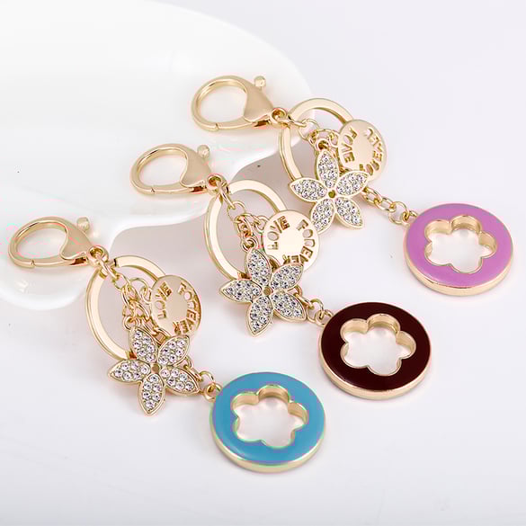 1 Piece Flower Alloy Keychain 2