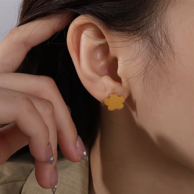 1 Paar einfache Ohrstecker aus Edelstahl mit Blumenmotiv in Goldfarbe h5 Bild4