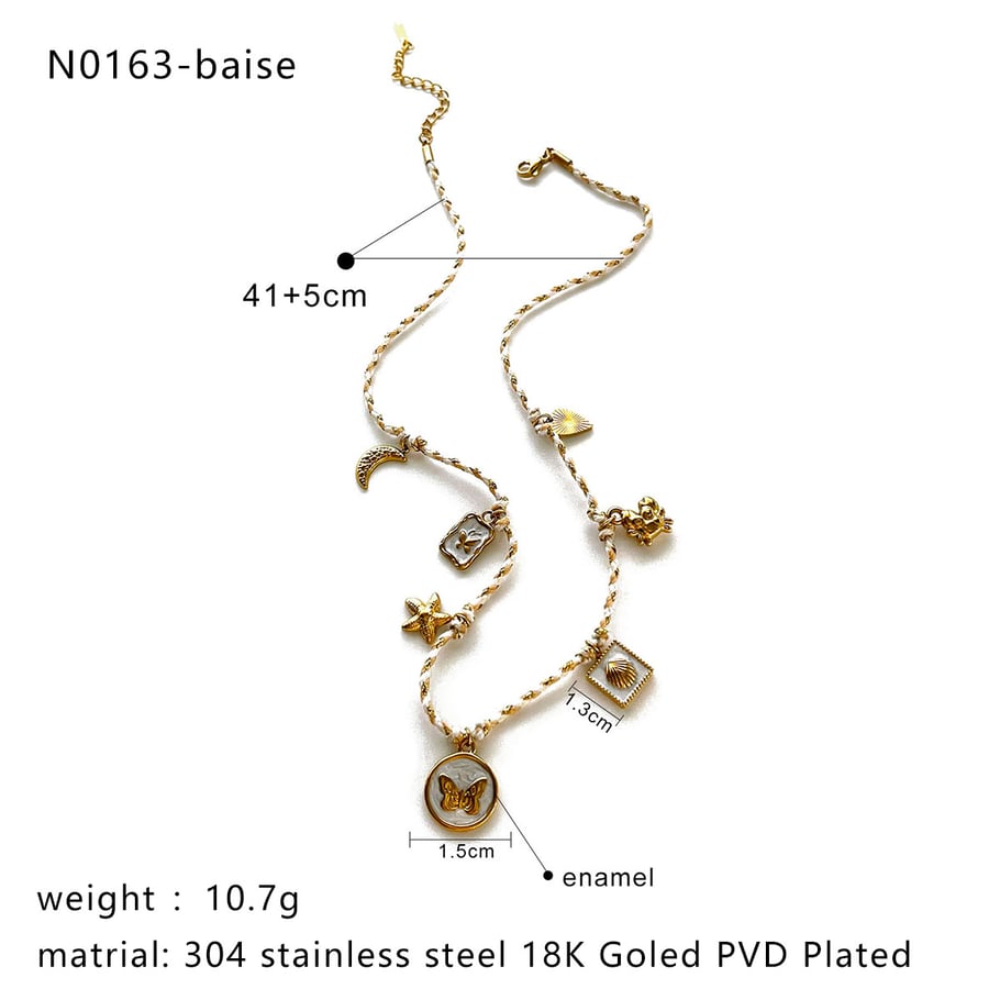 Collana con ciondolo a forma di farfalla in acciaio inossidabile color oro, 1 pezzo Immagine2