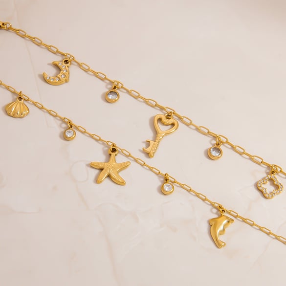Luxuriöse Serie Daily Turtle Edelstahl Damen Charm Armbänder