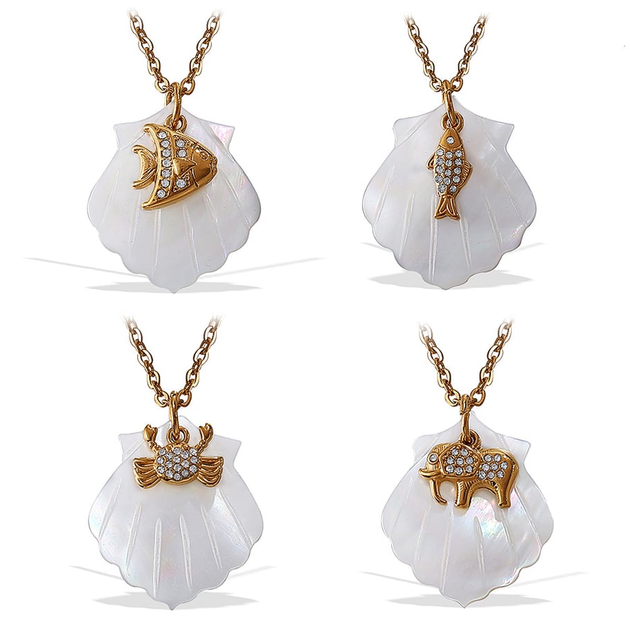 1 Piece Sea Shells Gold Color Pendant Necklace Picture4
