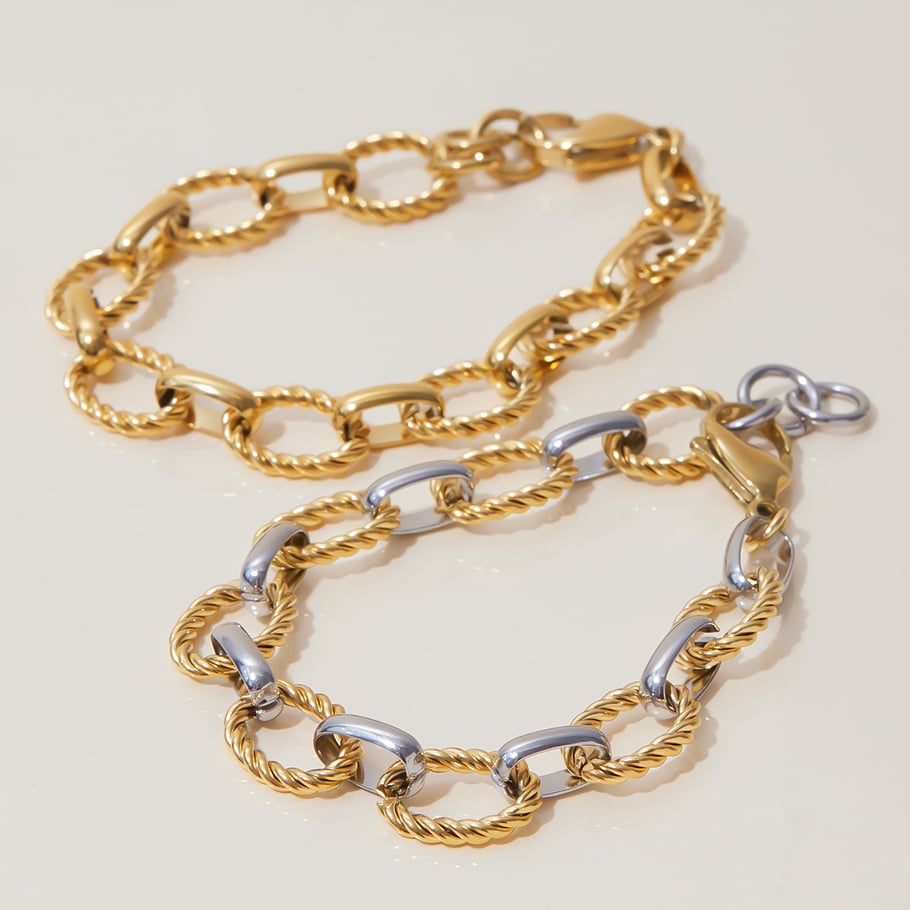 1 Stück Simple Series Daily Twist Edelstahl Goldfarben Damen Kettenarmbänder Bild7