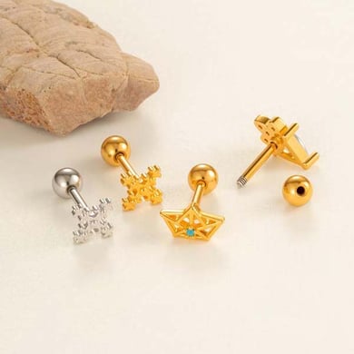 1 Piece Lustrous Cross Copper Gold Color Zircon Women's Piercings Earrings h5 Picture3