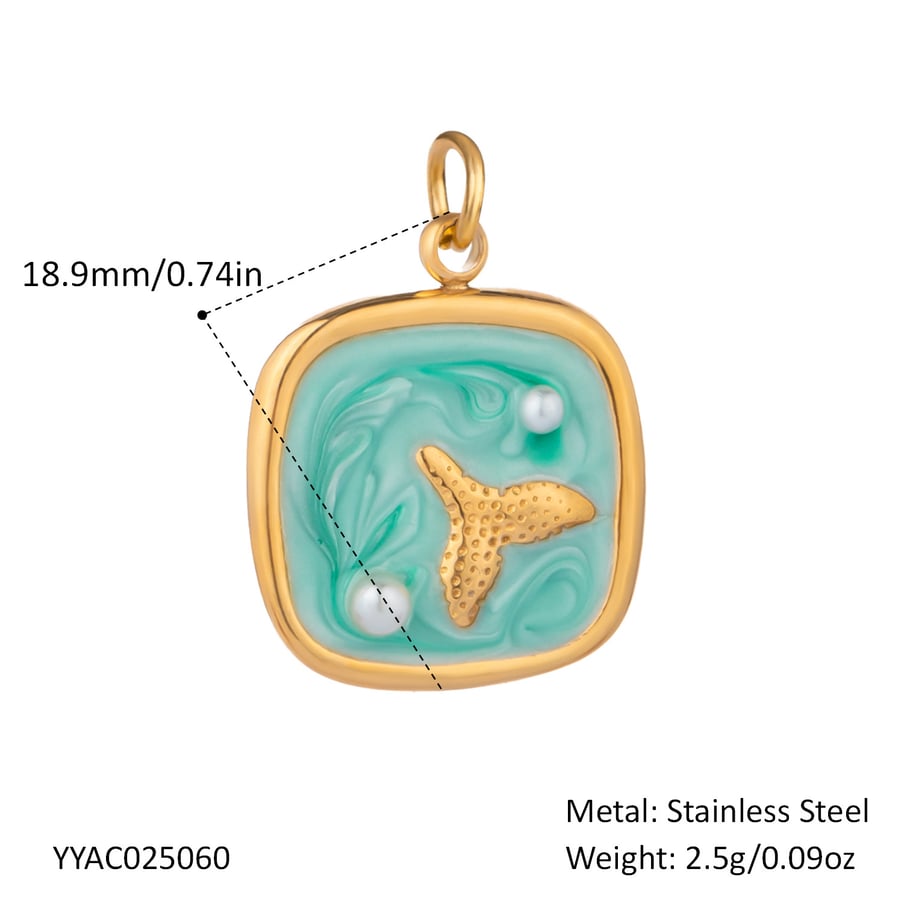 1 Piece Oceanic Stainless Steel Gold Color DIY Pendant