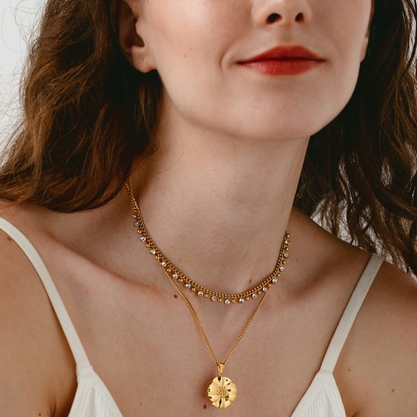 Daily Chain Stainless Steel  Gold Color  Women's Pendant Necklaces