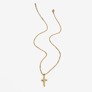 1 stuk kruis roestvrij staal goudkleurige hanger ketting h5 