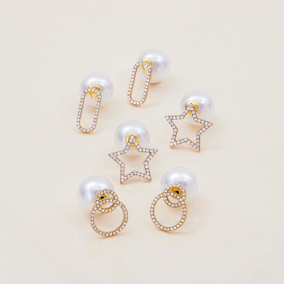 1 Pair Delicate Circle Stainless Steel Gold Color Women's Stud Earrings Picture7