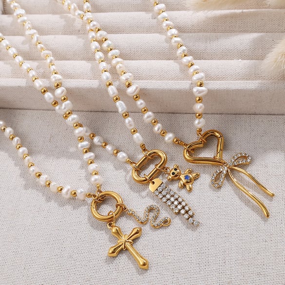 Daily Beads roestvrijstalen, goudkleurige parel-doe-het-zelf-hangerkettingen 2