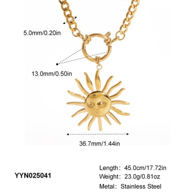 1 collar con colgante de sol de color dorado retro h5 
