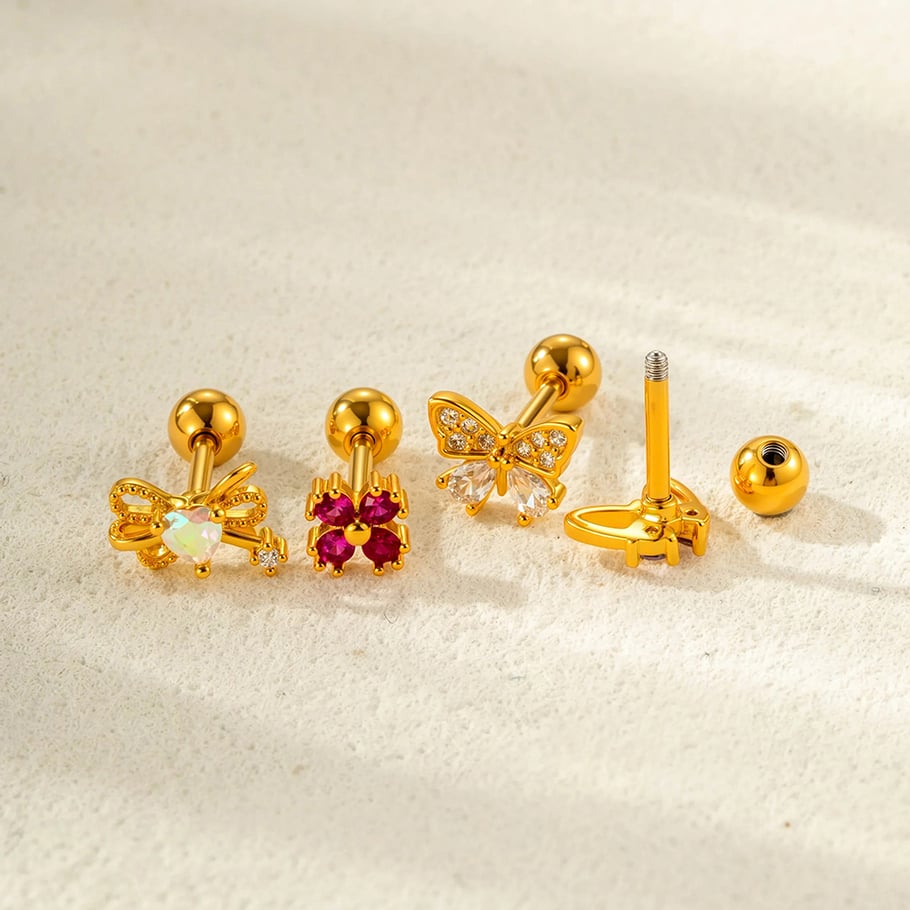 1 Piece Polychrome Butterfly Titanium Steel Zircon Women's Stud Earrings h5Picture3