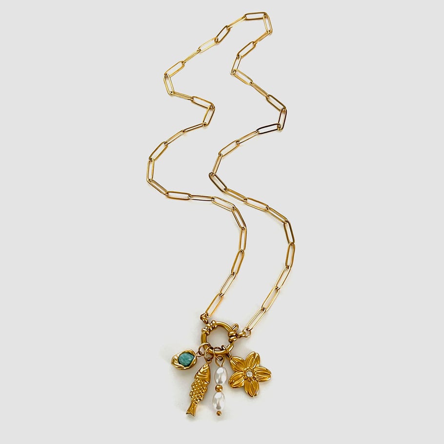 1 Piece Stainless Steel Gold Color Pendant Necklace 
