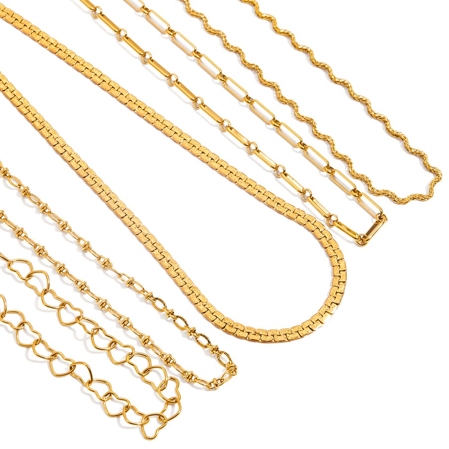 1 Piece Simple Series Classic Twist Stainless Steel Gold Color Women's Chain Necklaces Picture8