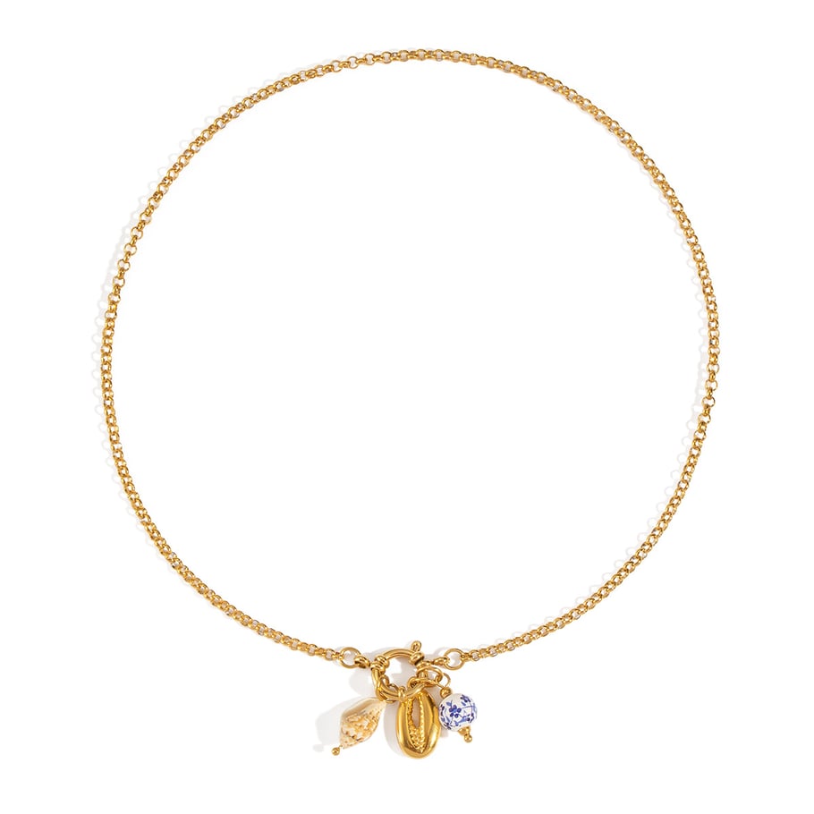 1 Piece Shell Charm Stainless Steel Gold Color Pendant Necklace Picture5