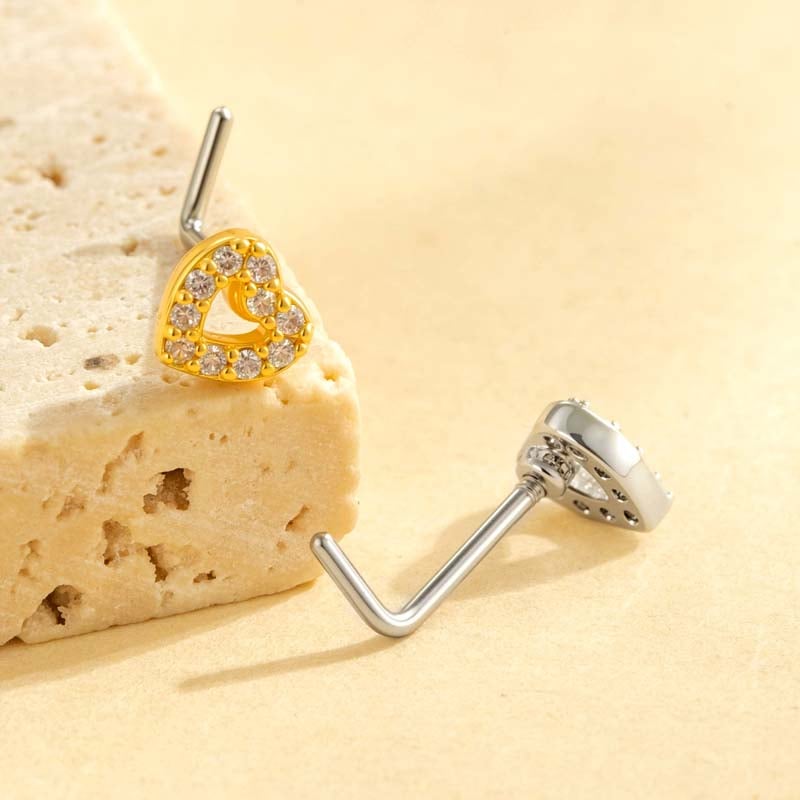 1 pezzo di perno nasale in zircone color rame e oro Immagine3