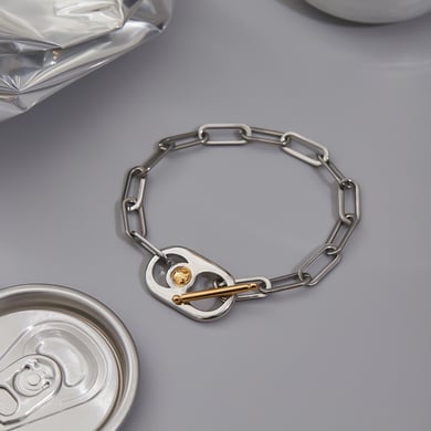 1 Stück moderne ovale Damen-Kettenarmbänder aus Edelstahl in Goldfarbe h5 Bild7