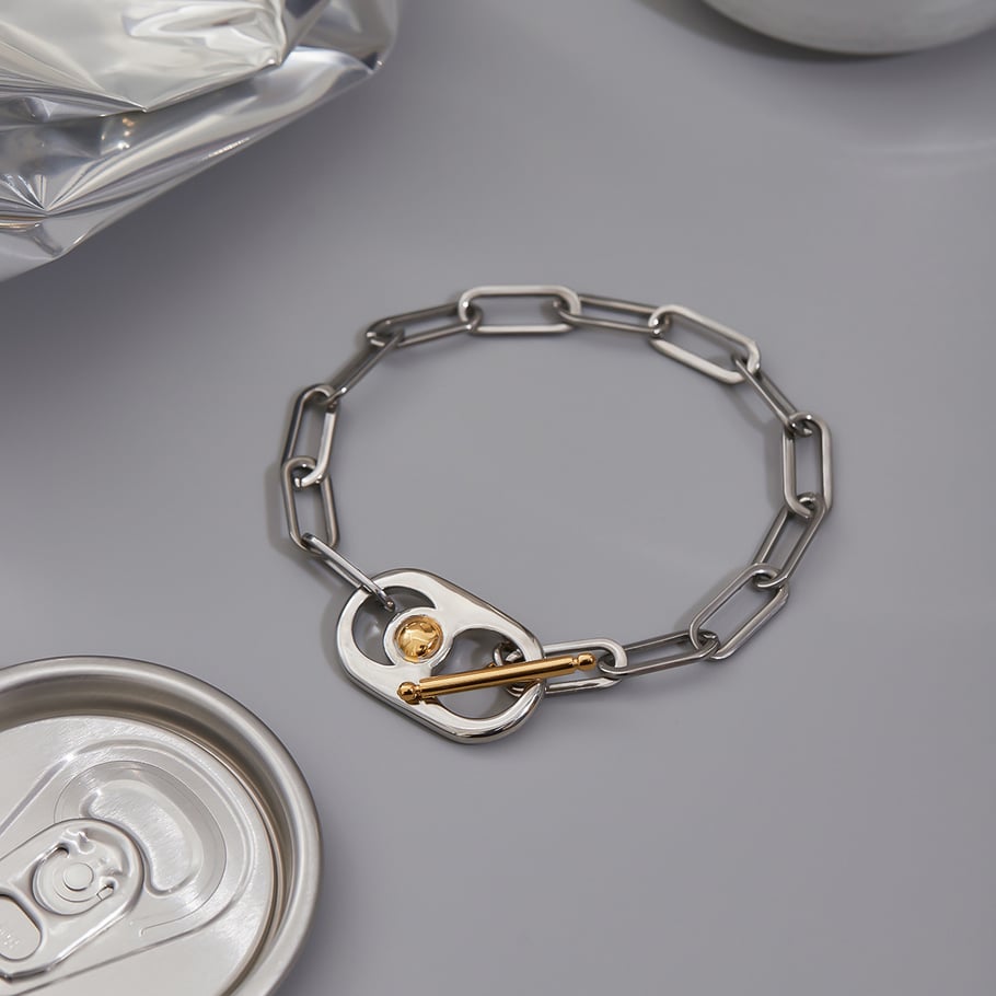 1 Stück moderne ovale Damen-Kettenarmbänder aus Edelstahl in Goldfarbe Bild7