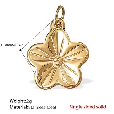 1 pezzo di ciondolo a forma di fiore in acciaio inossidabile color oro h5 